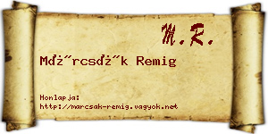 Márcsák Remig névjegykártya